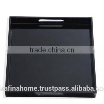 Dark grey square colored lacquer serving tray