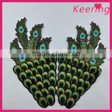 Fashion Peacock Feather Embroidery Patch for Decoration WEF-019