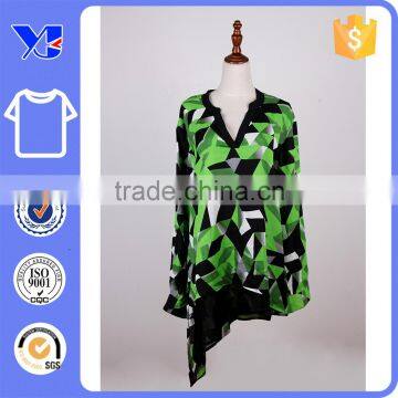 Printing V shape neckline cropped hem three tones reflective dress