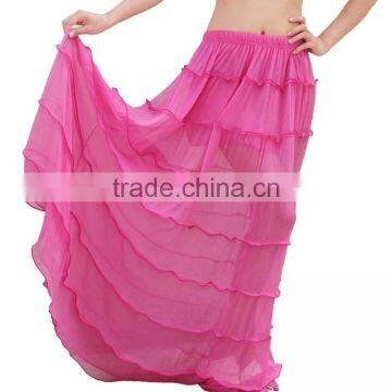 STELISY 2015 Gypsy stage dance costumes,women elegant chiffon ruffle skirt for belly dancing