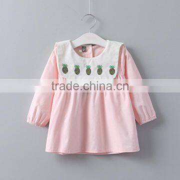 2017 Wholesale Girls Spring Boutique Embroidery Pineapple Lapel t Shirt photo-2