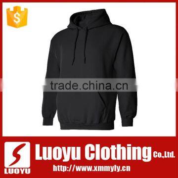 Mens Plain Black Pullover Hoodies Custom Hooded Sweatshirt photo-2