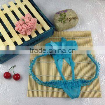 Stock Wholesale New 2016 Women's Bowknot Open Crotch Hipster Lace Briefs Panties Lace Thong Lingerie Crotchless T Panties Linger photo-6