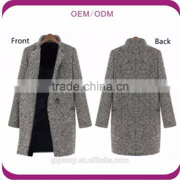 Women Fashion Winter Wool Long Lapel Trench Coat With Pocket photo-2