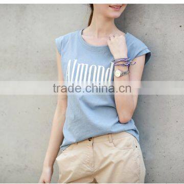 Wholesale OEM Blank T Shirt High Quality Sleeveless Cotton Women T Shirt Printing photo-3