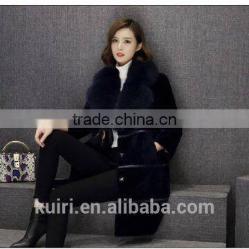 Women's Long Design Suit Collar Turn-down Collar Trench Cashmere Overcoat Fur One Piece Sheep Shearing Wool Outerwear photo-4
