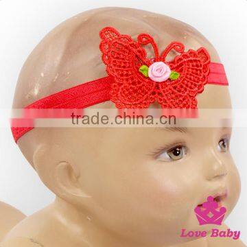 Toddler Hair Accessories Baby Girl Knit Lace Flower Plain Red Butterfly Wedding Newborn Headband
