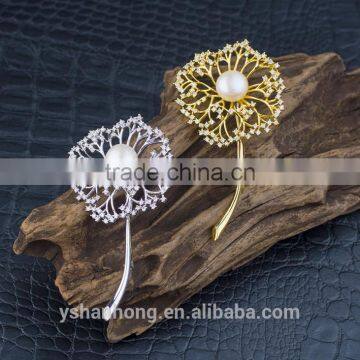 Fashion Natural Pearl Inlay Zircon Shawl Brooch Buckle photo-2