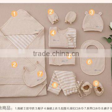 9 in 1 Set 100% Organic Cotton Baby Infant Clothing Set OEM Wholesale Newborn Baby Shower Gift photo-2