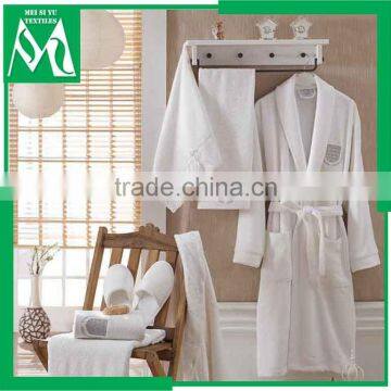 Towel slippers and adult bathrobe 100% cotton set for hotel
