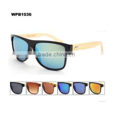 high quality cheap bamboo sunglasses PC frame AC smoke lenses sunglasses WPB1036