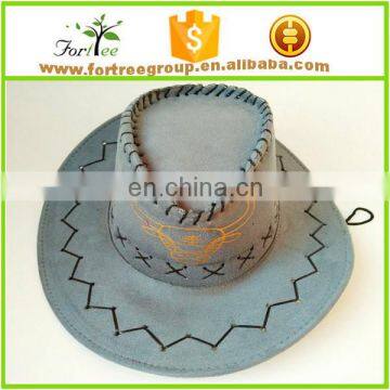 High Quality Wide Brim Leather Cowboy Hats Blanks for Men photo-4