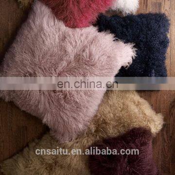 Luxurious Mongolian Lamb Wool Cushion Cover, Curly Fur Pillowcase, 60x60cm(24*24inch)