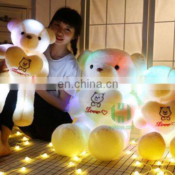 HI CE custom giant soft plush stuffed red heart shaped led lights bear toy