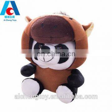 wholesale custom plush stuffed toy panda dressed in chinese zodiac animals clothes