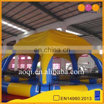 Commercial use inflatable pool with tent