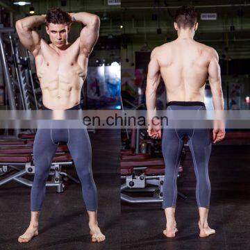 Custom men running wear high elastic sports fitness Capri pants tight trousers