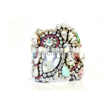 Aidocrystal Handmade Colorful Bangles Ladies Wedding Rhinestone Cuff Bracelets Wholesale