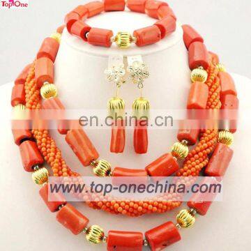 African wedding jewelry set\Bridal necklace with earing\Handmade coral bead jewelrey