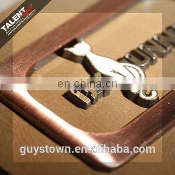 Custom Private Brand Jeans Genuine Leather Patch With Metal Logo photo-2