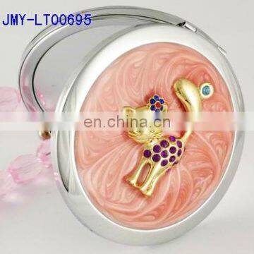 HOT Silver Maked up Compact Mirror With Flower Decoration