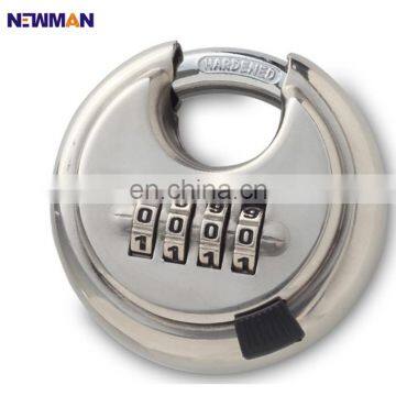 NEWMAN CP8091 Hardened Shackle Stainless Steel 70mm Resettable Round Disc Combination Padlock,Password Discus Padlock
