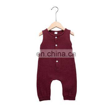 RTS Sleeveless rompers summer baby cotton and linen jumpsuits