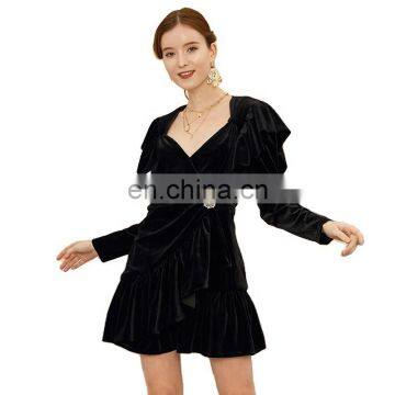 Party Dress Fashion Long Sleeve Satin Women Casual