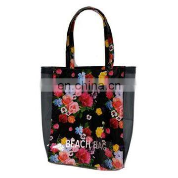 Transparent PVC Custom Printing Long Hand Tote Summer Beach Bag