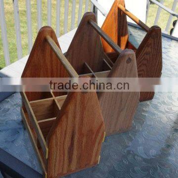 Custom logo and color wood 6 pack beer carrier, wooden beer tote