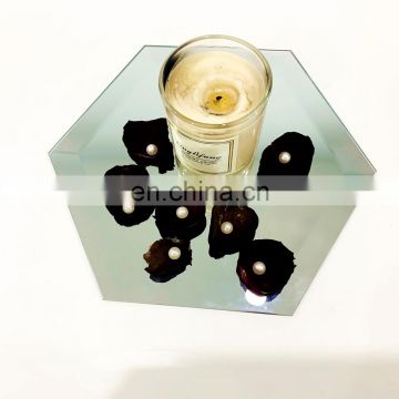 Hexagon Glass Mirror for Wedding Table Centerpiece Decoration