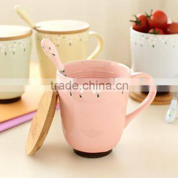 ceramic cup with lid and spoon