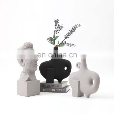 Nordic Designed  Interior Accessories Handcraft Matte Asymmetrical Ceramic Vase Home Decoration