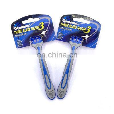 Customized good quality shaver wholesale 24 hanger card 3 blade manual men shaver