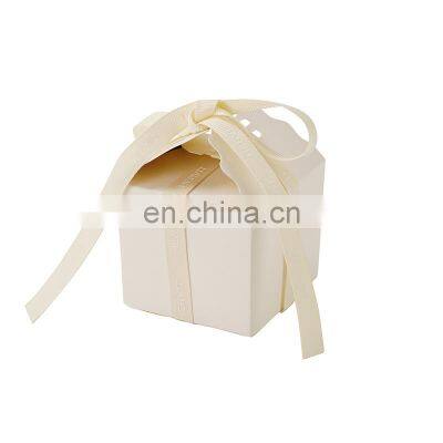 Luxury small christmas rigid paper wedding favors packaging candy gift box with ribbon