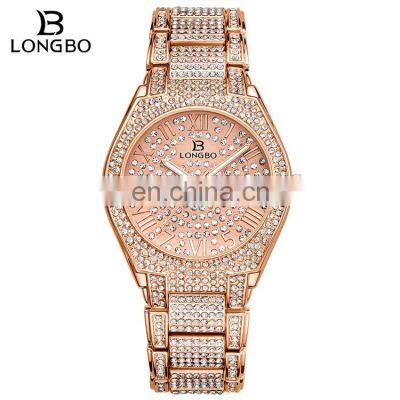 LONGBO 80667 Custom Ladies Watch 2020 New Diamond Beautiful Stainless Steel Analog Quartz Watches For Ladies