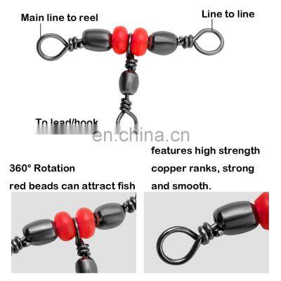 JOHNCOO Fishing Snap Swivel 3 Way Swivel Barrel Ring Hook Lure Line Stainless Steel Connector Beaded Fishing Accessory photo-3