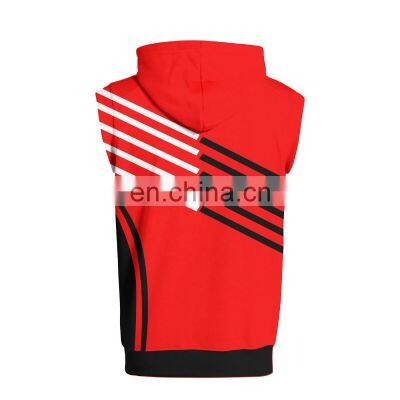 Summer/Spring Men 100% Cotton Pullover Gym Hoodie Custom Racerback Mens Sleeveless Hoodie photo-2