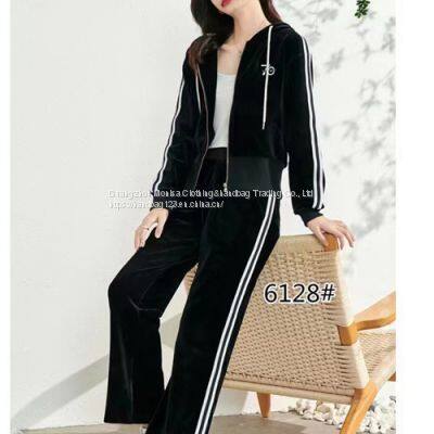 Spring And Autumn Gold Velvet Suit Female Middle-Aged And Elderly Women's Sportswear Loose And Western Style Two-Piece Suit photo-5