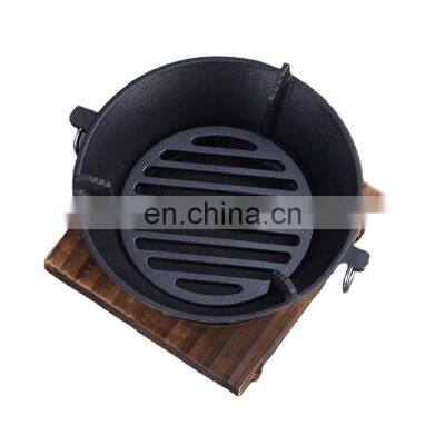 Cast Iron Roud Outdoor Charcoal BBQ Grill photo-3