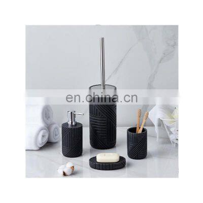 Bathroom accessories Products Sets Toilet Brush Holder Soap Dispenser Tooth Brush Holder Soap Dish Poly-resin with Painting