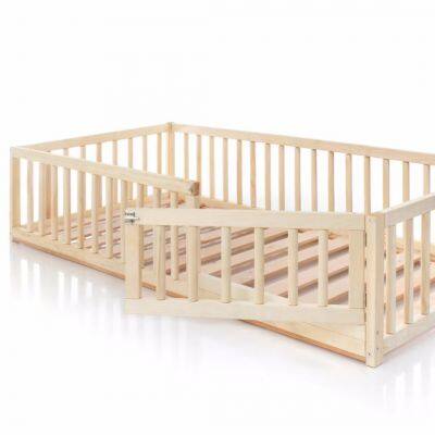 Montessori Toddler Floor Bed With Rails, Kids Floor Bed Frame, Children House Bed With Slats, Handmade Natural Solid Wood Toddler Bed photo-2