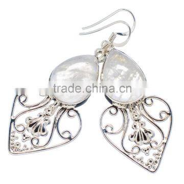 RAINBOW MOON STONE 925 STERLING SILVER EARRINGS ,925 STERLING SILVER JEWELRY WHOLE SALE,JEWELRY EXPORTER