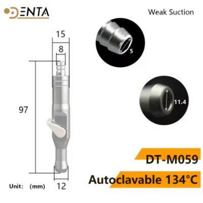 1#Aluminum Dental strong /weak handle Valve Oral Saliva Swivel Ejector sucker Suction Adaptor tip Tube Convertor Autoclavable