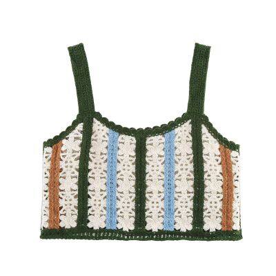Summer fresh and sweet tassel hollow hook flower camisole vest for women, new niche versatile loose short top