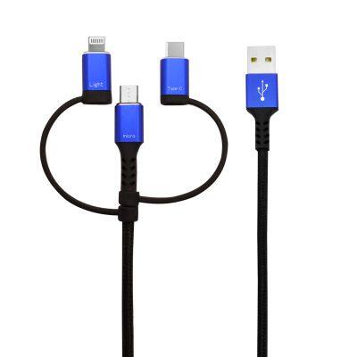 Fast Charger Adapter Cord 3-in-1 Multi USB Charging Cable Type-C Micro USB for Lightning Ports Compatible Cables photo-4