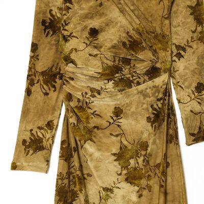 2025 New Fashion Elegant Women's Flocked Pleated Dress