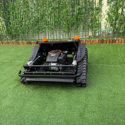 Cortacésped comercial de control remoto con oruga de goma, motor híbrido de gasolina y electricidad, potencia fuerte