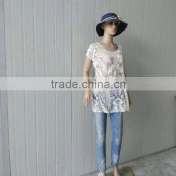 2016 Summer TOPS Hot Cotton Embroidery Lace Fabric Vest Women T-shirt Ladies Coat photo-6