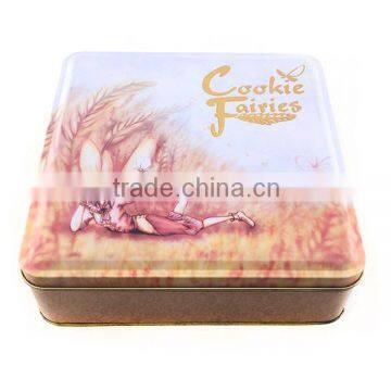 Embossed cookie tin box square metal tins wholesale